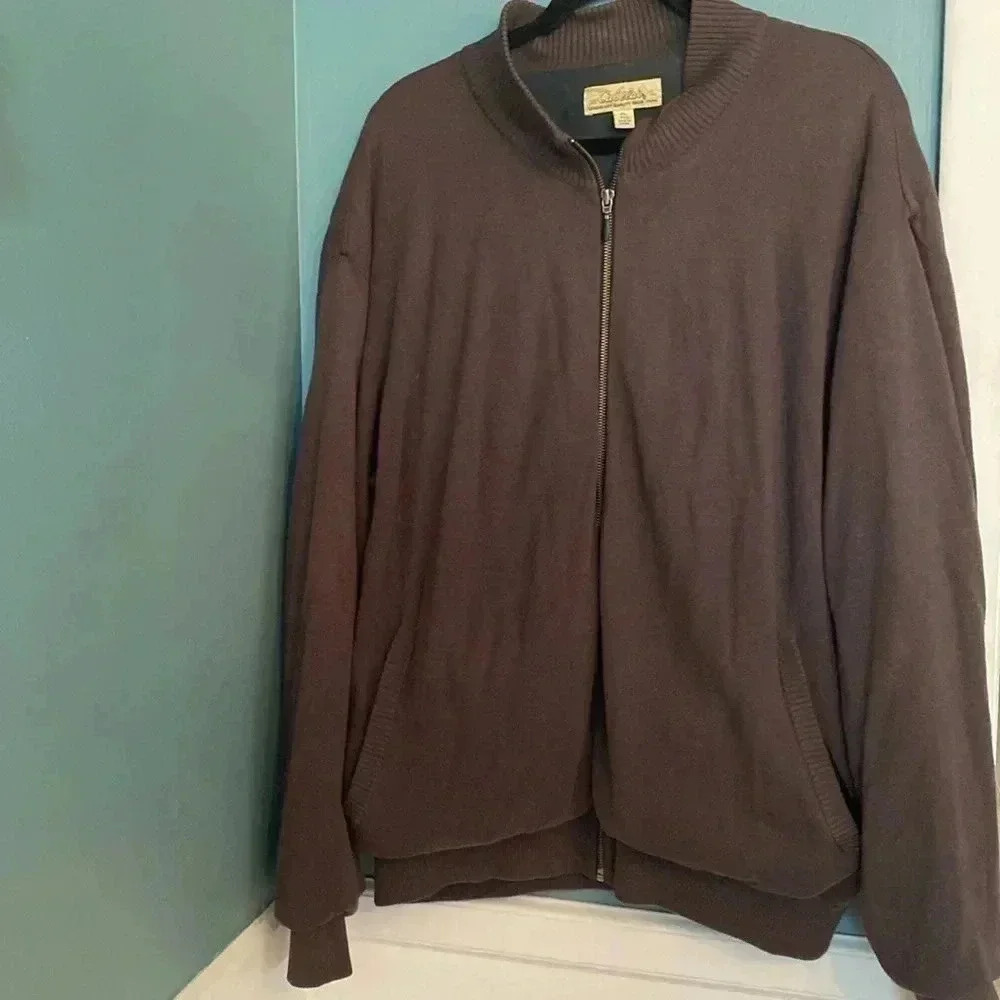Cabela’s mens sweater jacket XL - brown - zip up - cotton